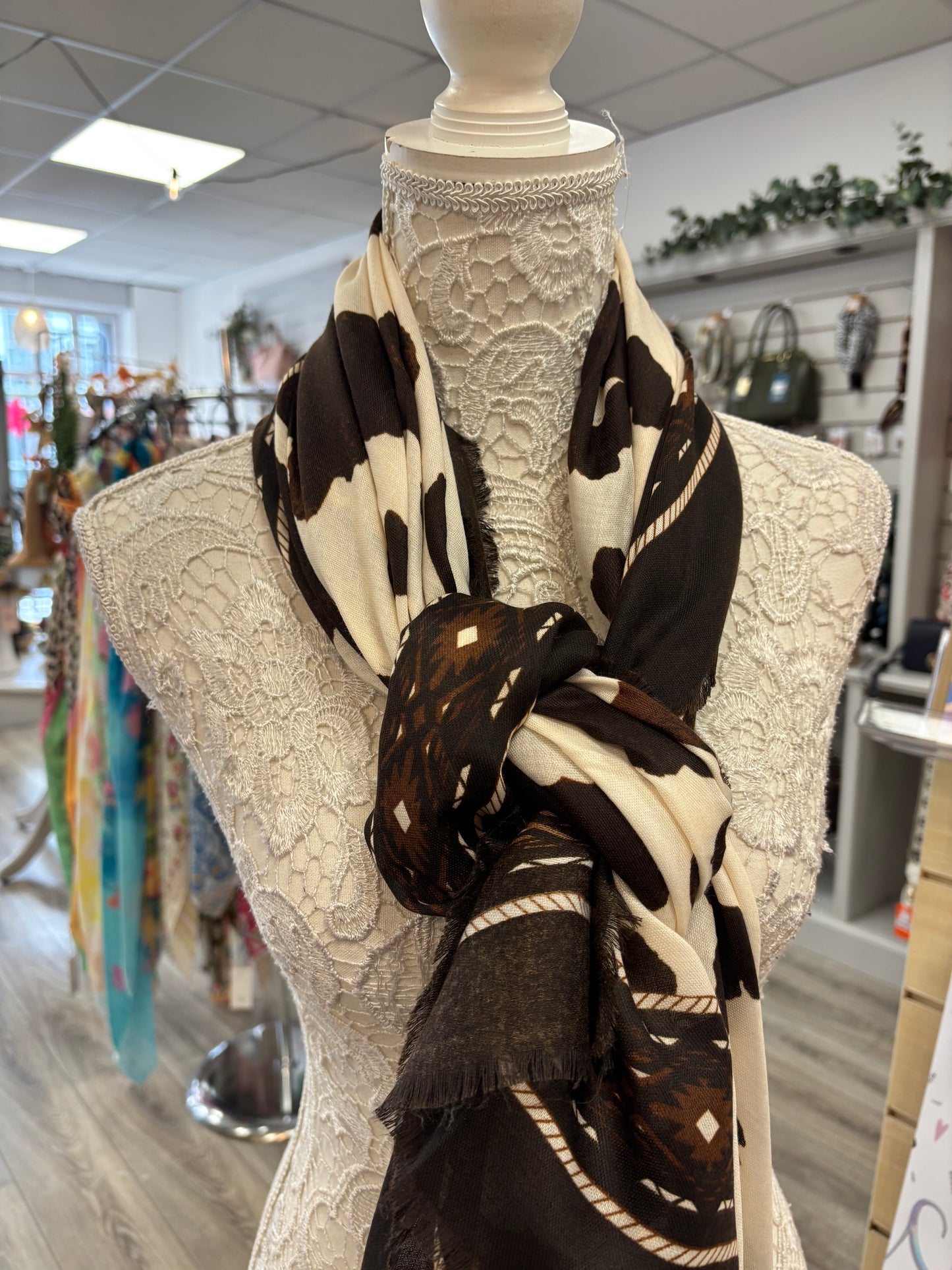 Daisy cow print scarf