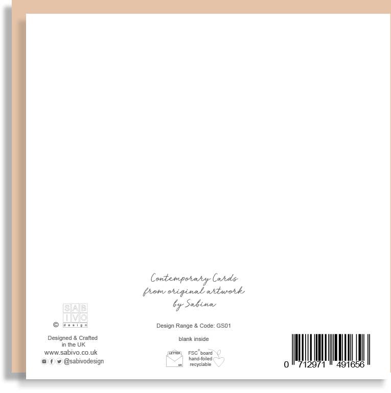 Thinking of You Gold Foil Love Heart Blank Card