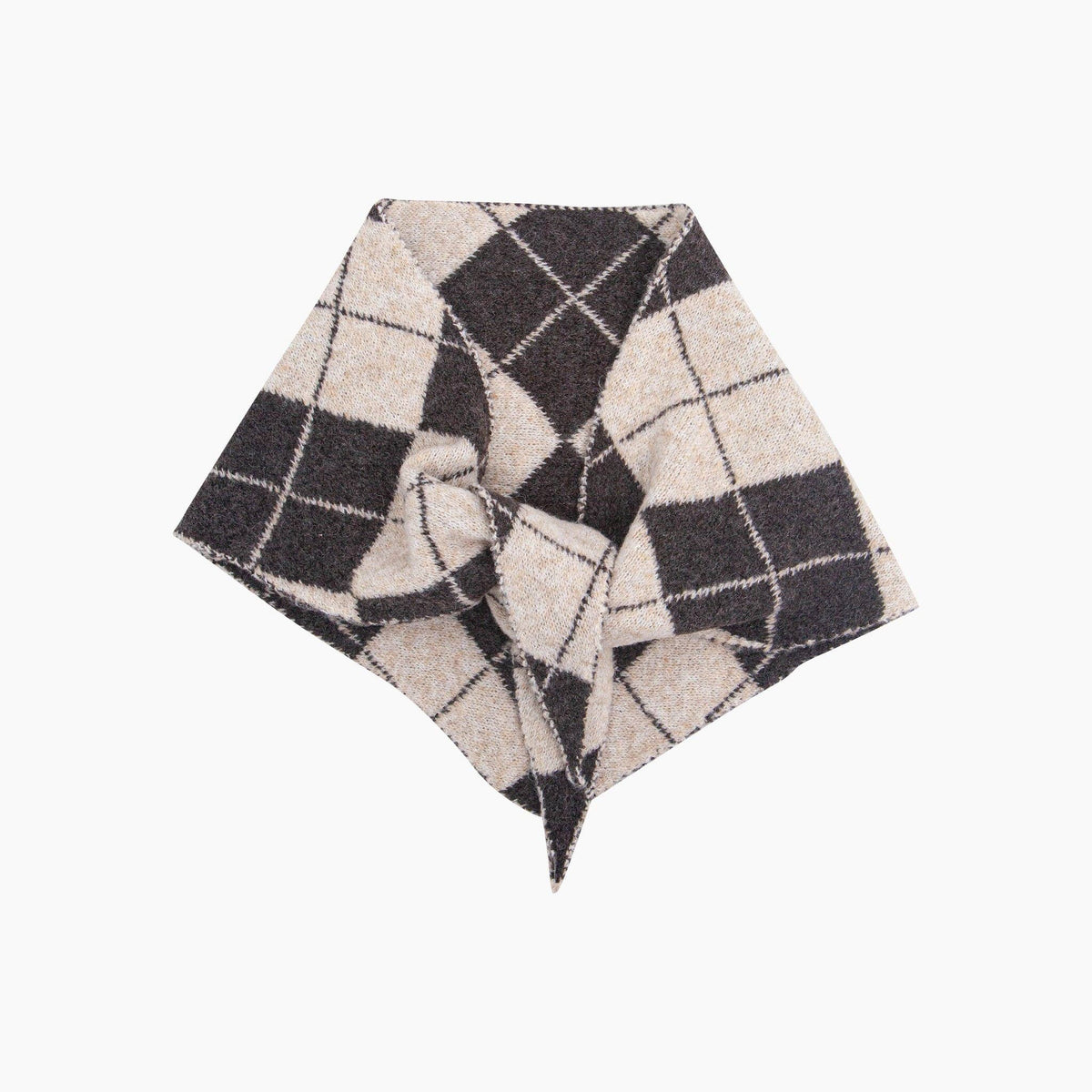 Lucie Traditional Check Triangle Heavyweight Scarf in Brown/Cream