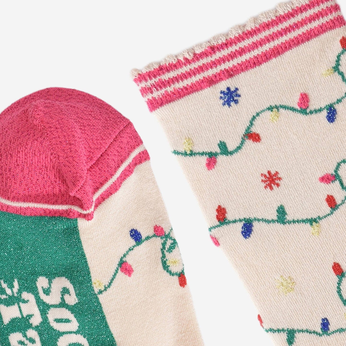 Women's Bamboo Socks - Cream/Pink, Party Lights