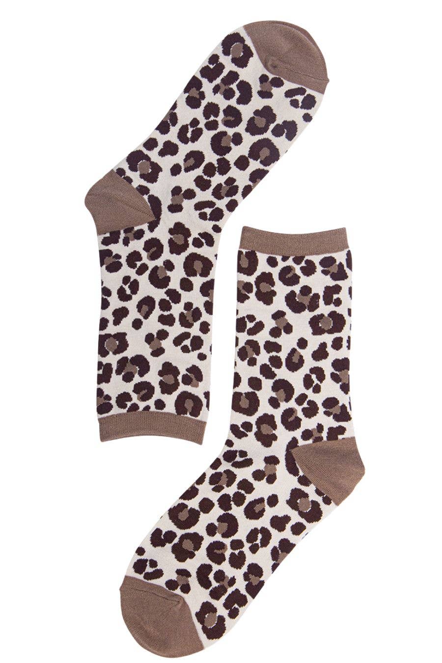 Womens Bamboo Leopard Print Ankle Socks Ladies Animal Print