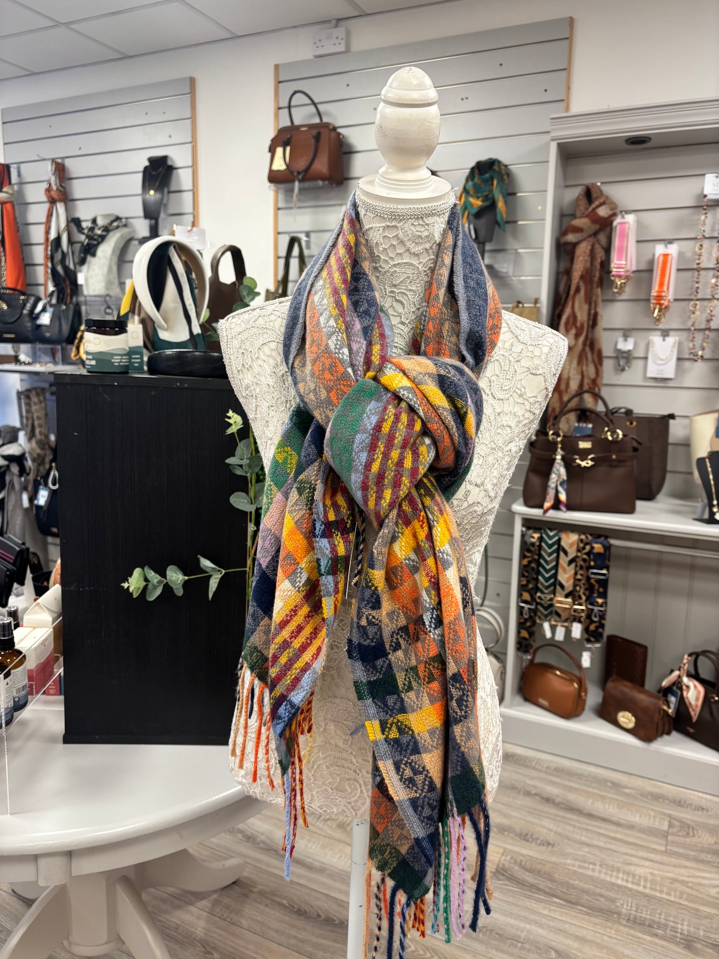 Skye multi coloured checked scarf