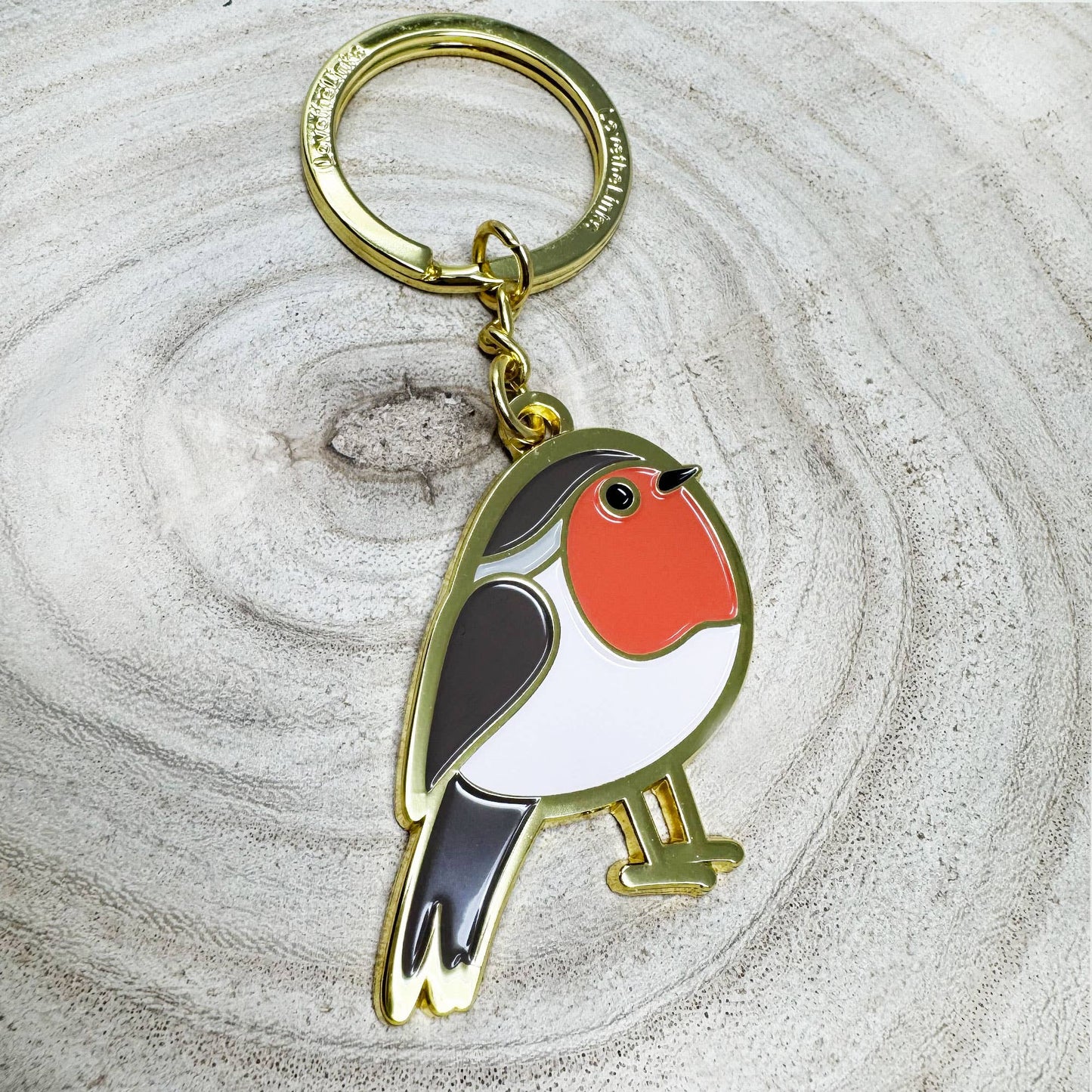 Robin enamel and metal keyring