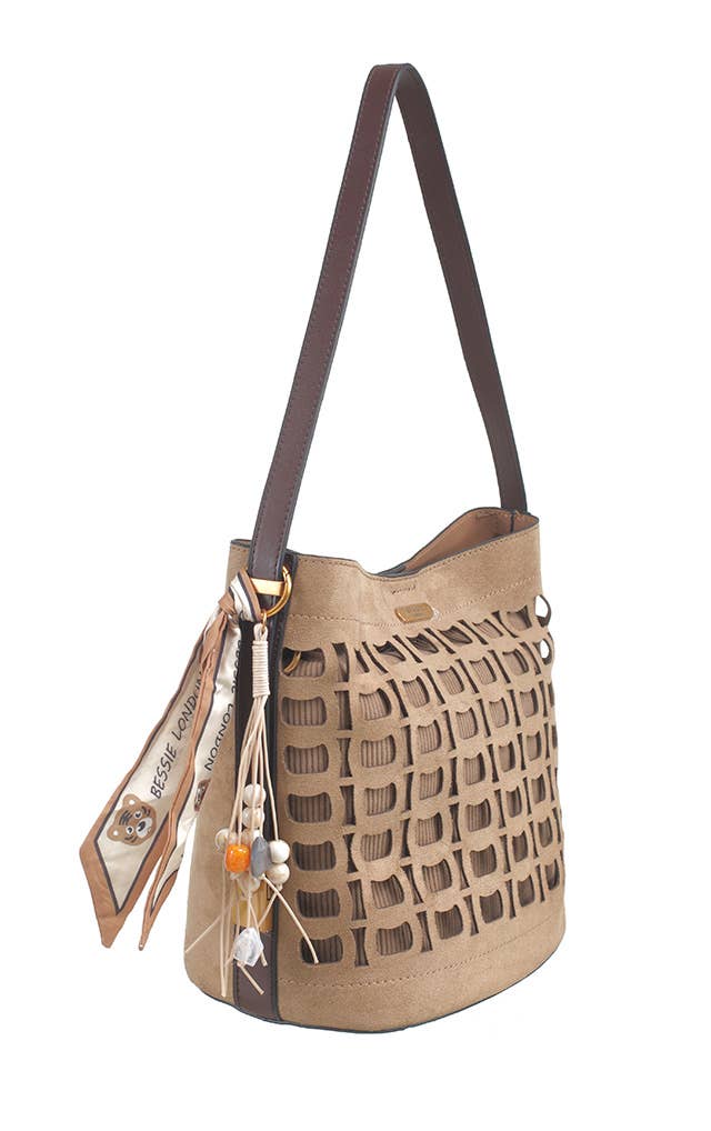 GINA GEOMETRIC SUEDETTE SHOULDER BAG