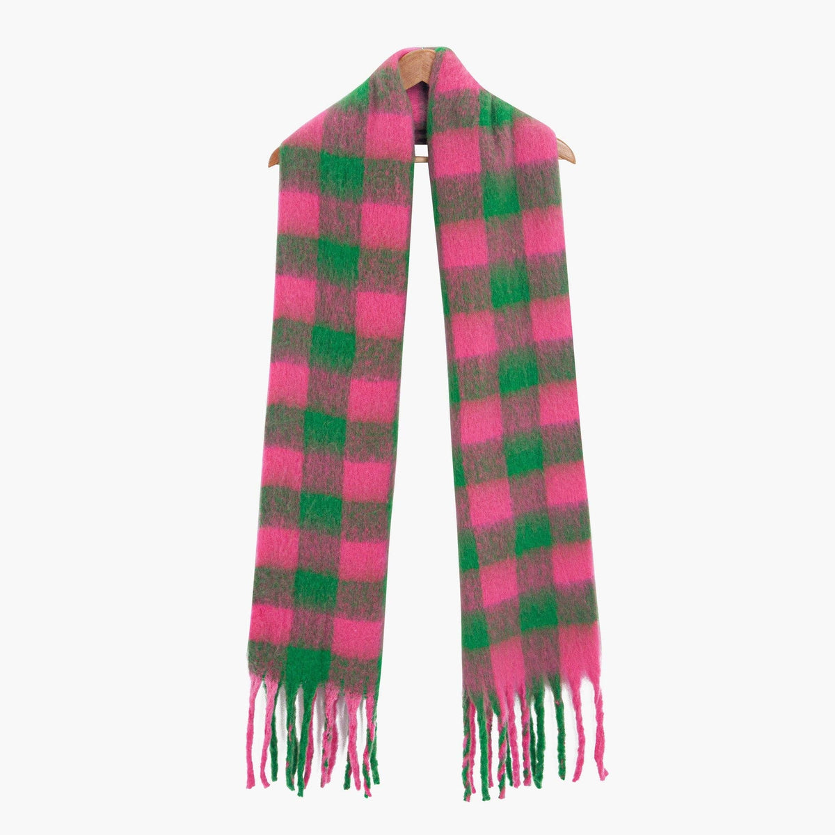 Joey Heavyweight Scarf- Green/pink, Square Check