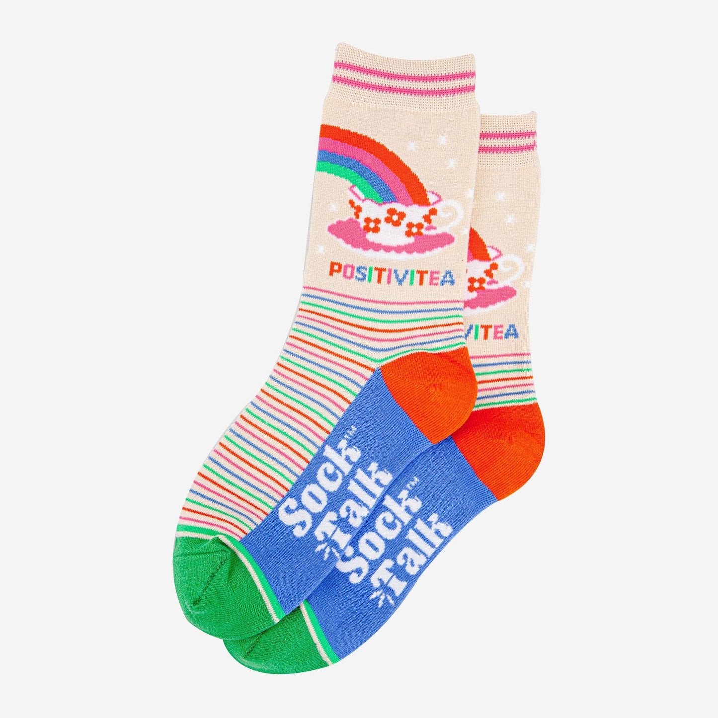 Women's Combed Cotton Ankle Socks- Cream, Positivitea