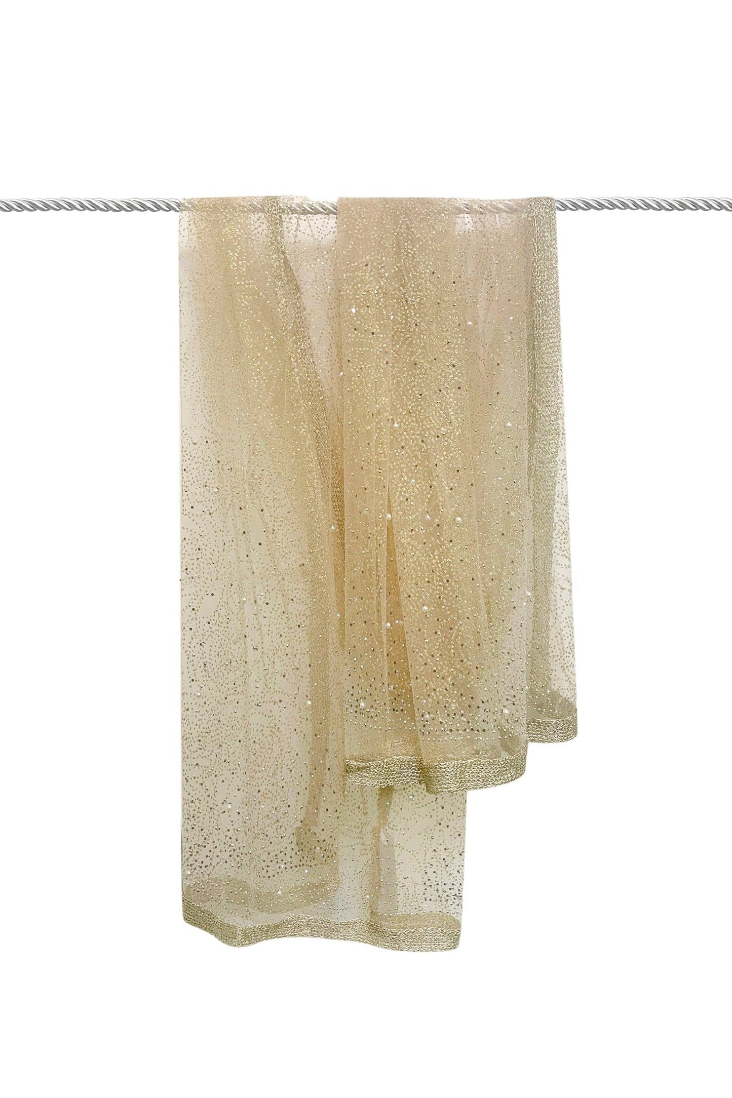 Rose Pearl Embellished Sheer Scarf/ Shawl