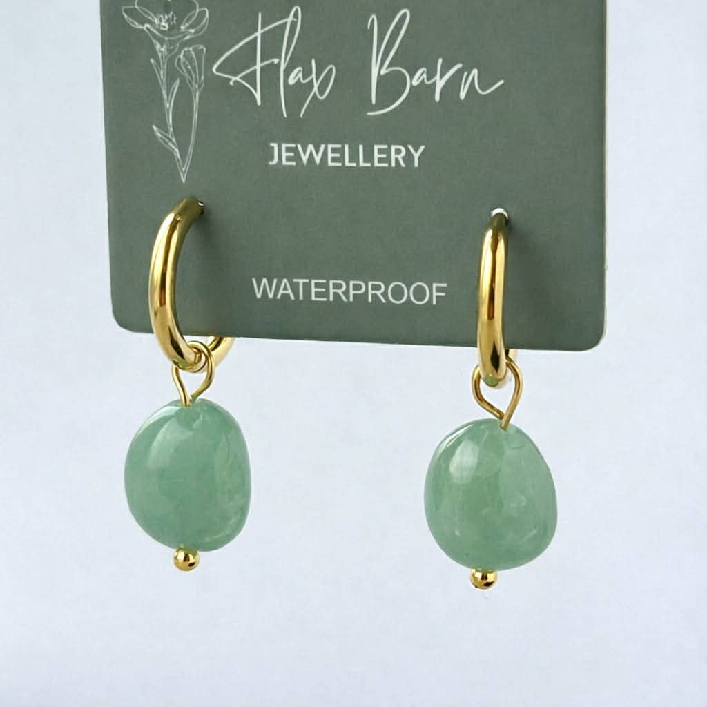 Tarnish Resistant Gemstone Drop Huggies