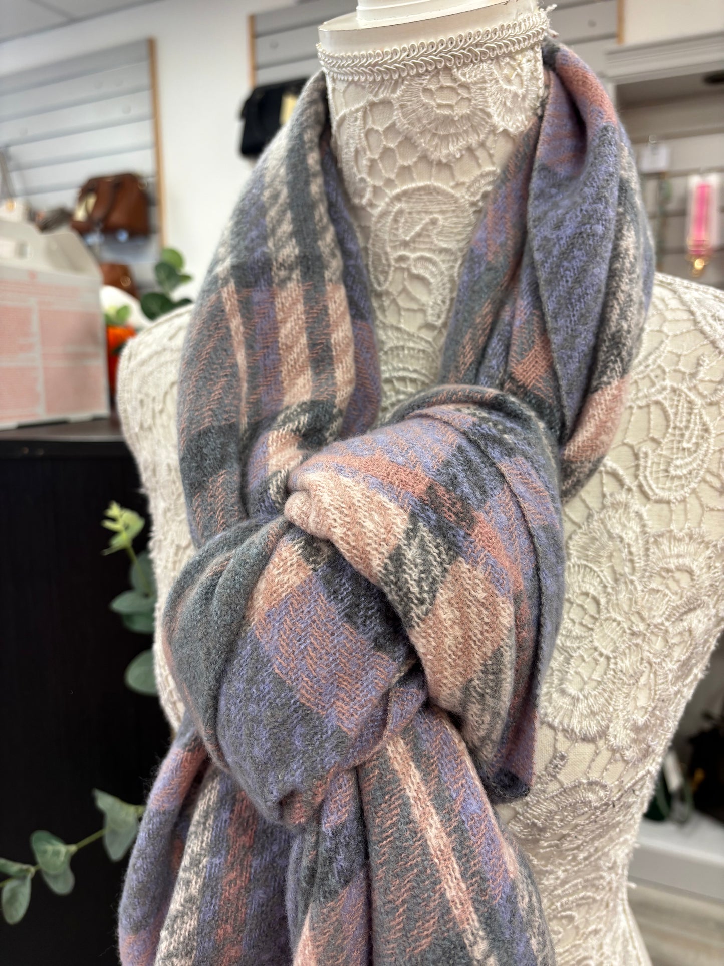 Ivy lilac check scarf