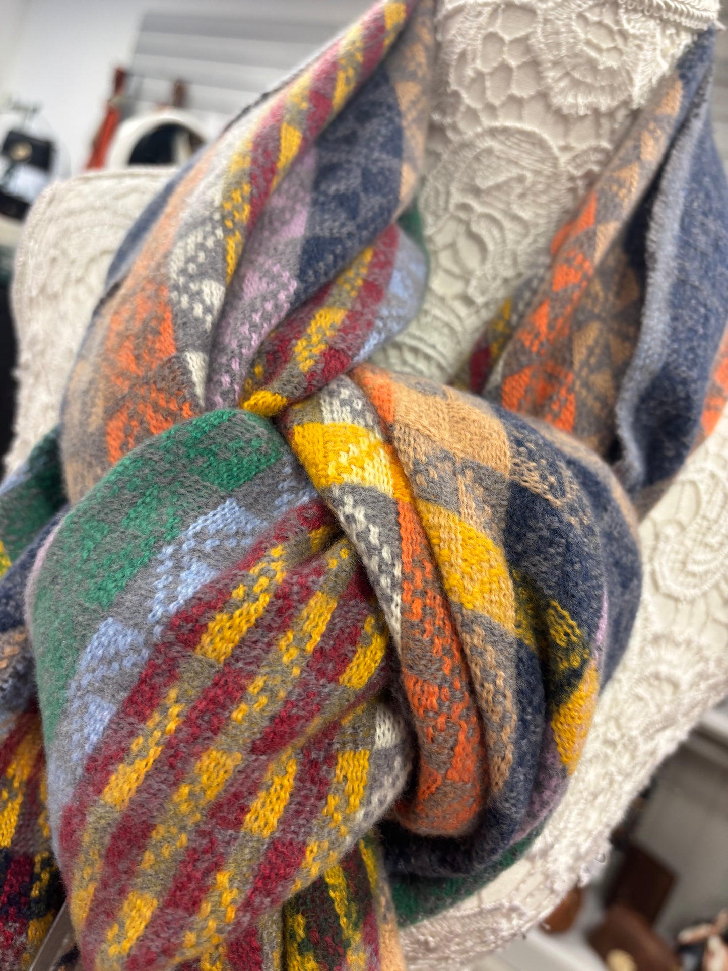 Skye multi coloured checked scarf