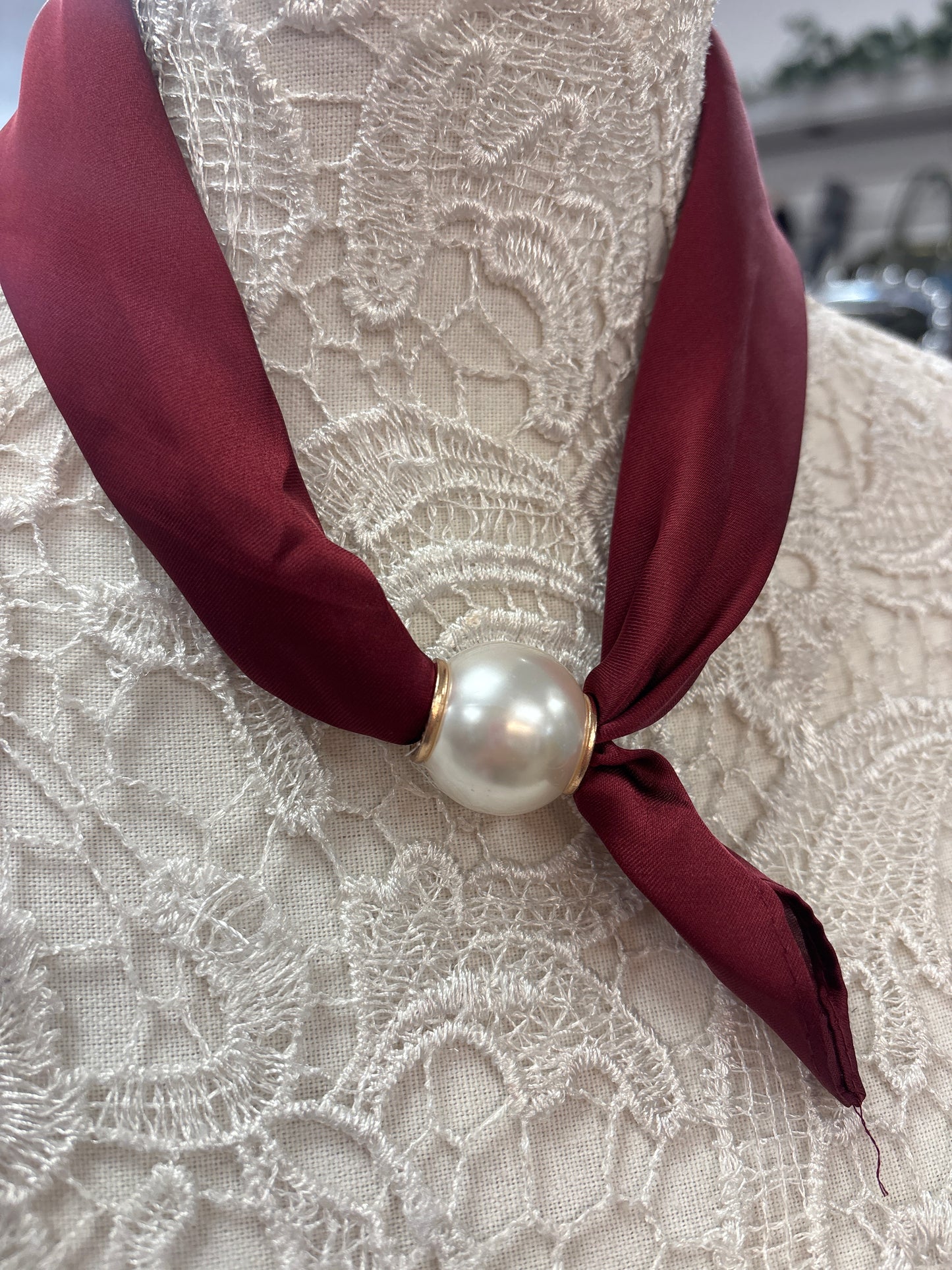 Bordeaux burgandy pearl scarf