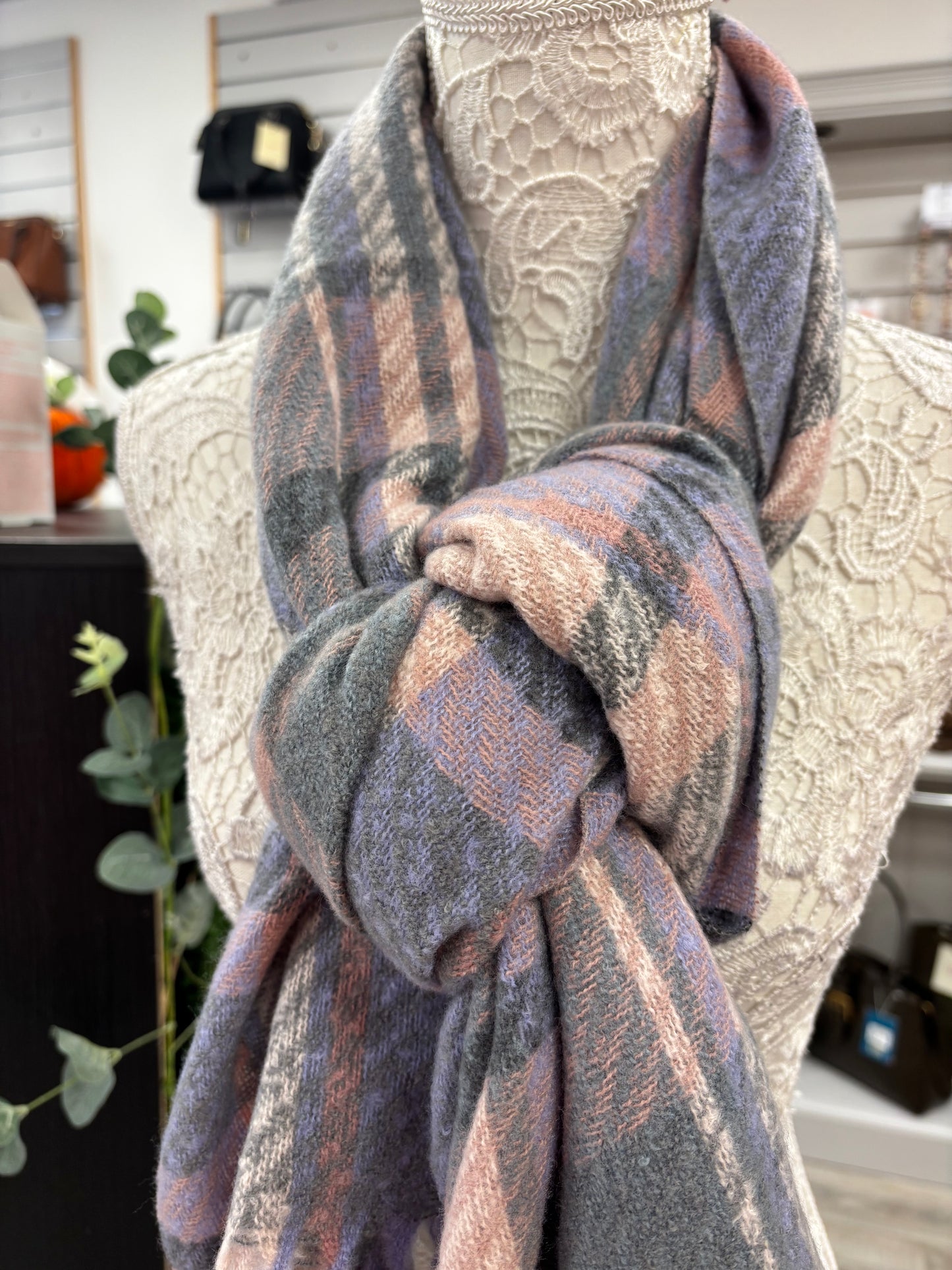 Ivy lilac check scarf