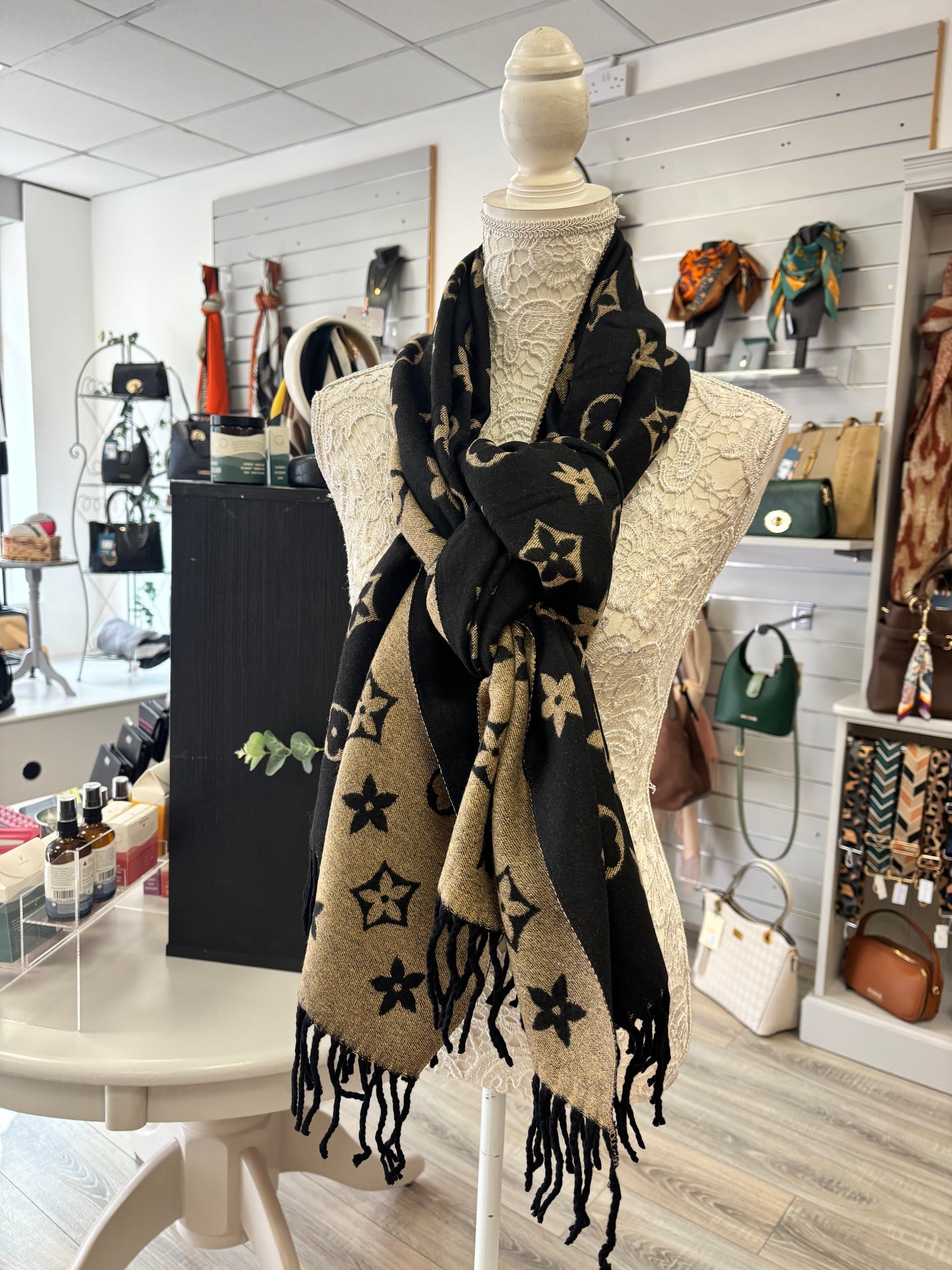 Louis black & gold scarf