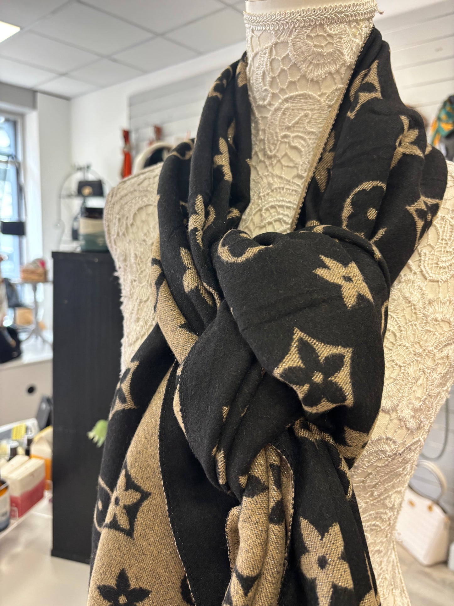 Louis black & gold scarf
