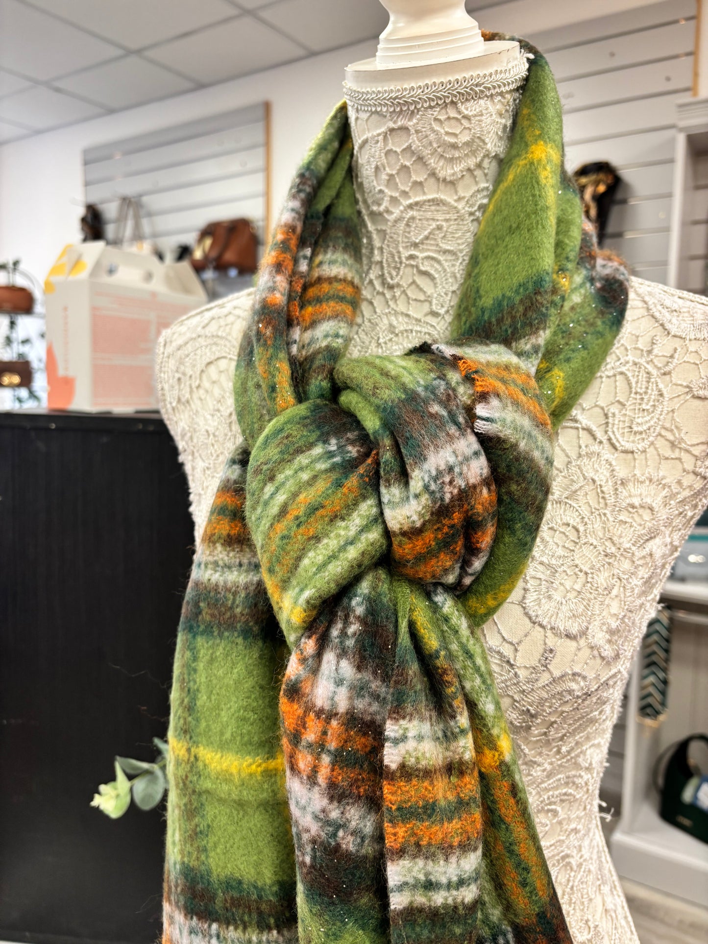 Gina Green checked scarf