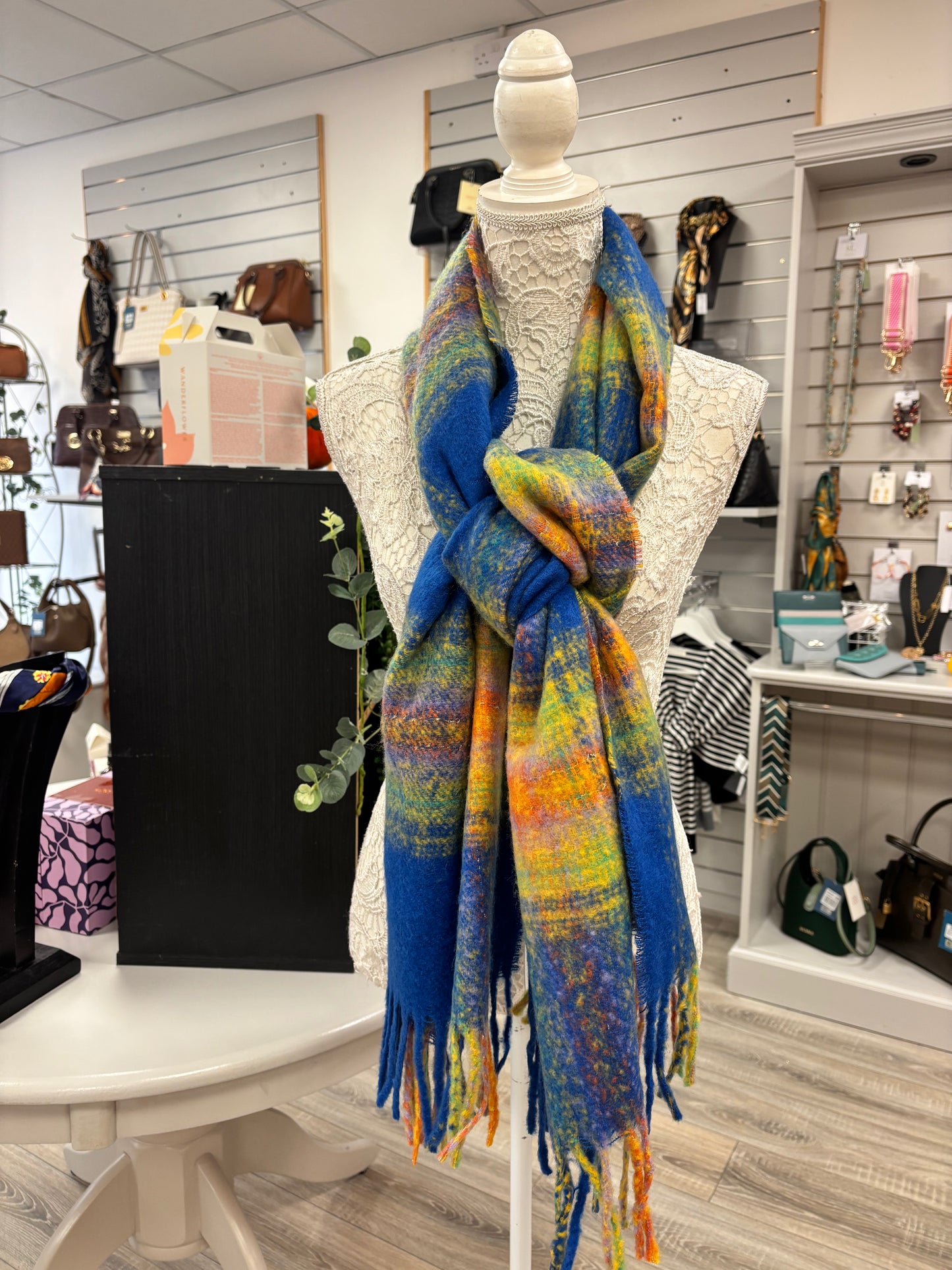 Penny blue checked scarf