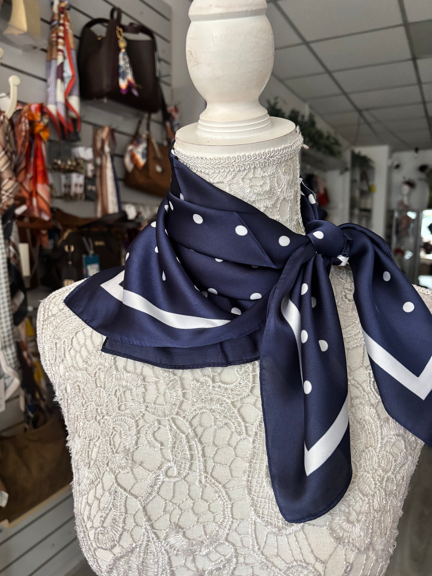 Lyra navy dotty scarf