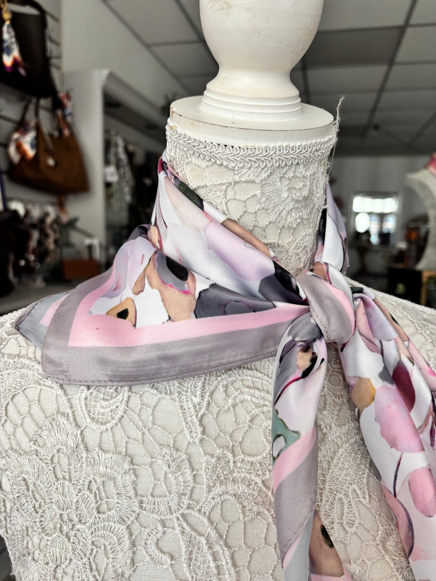 Dove square scarf with colorful rose pattern