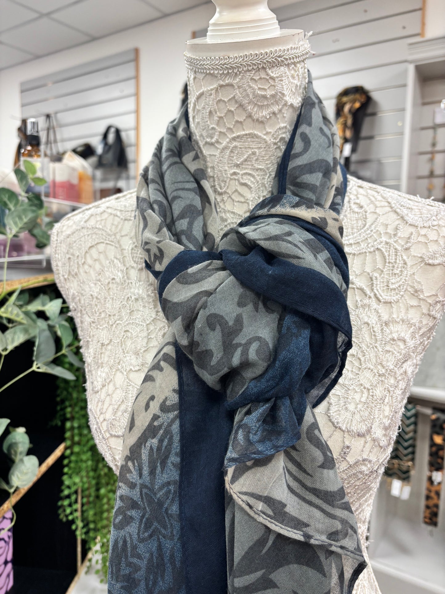 Iris leaf print scarf