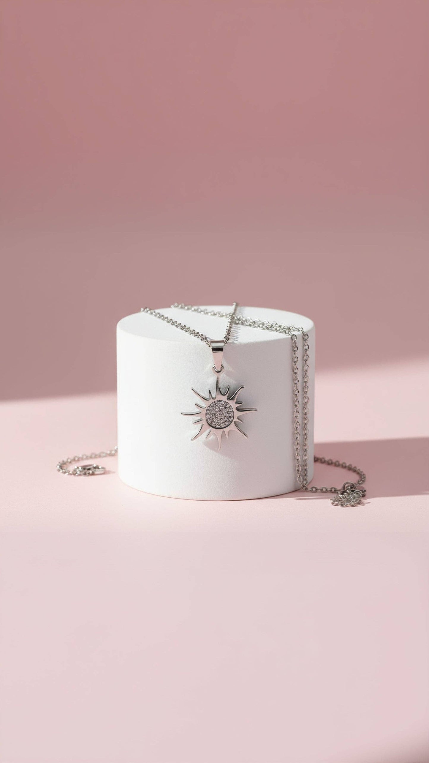 Pavé Crystal Sun Pendant Necklace