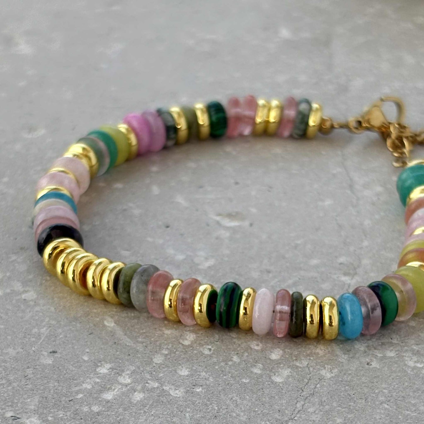 Beaded bracelet -Tarnish Resistant Stone And Gold