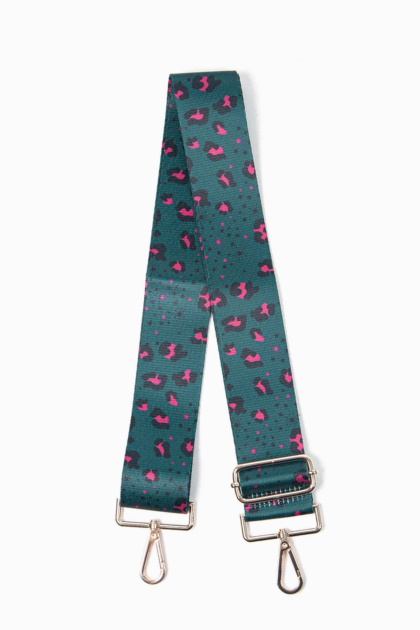 Teal Leopard and Star Print Wide Bag Strap