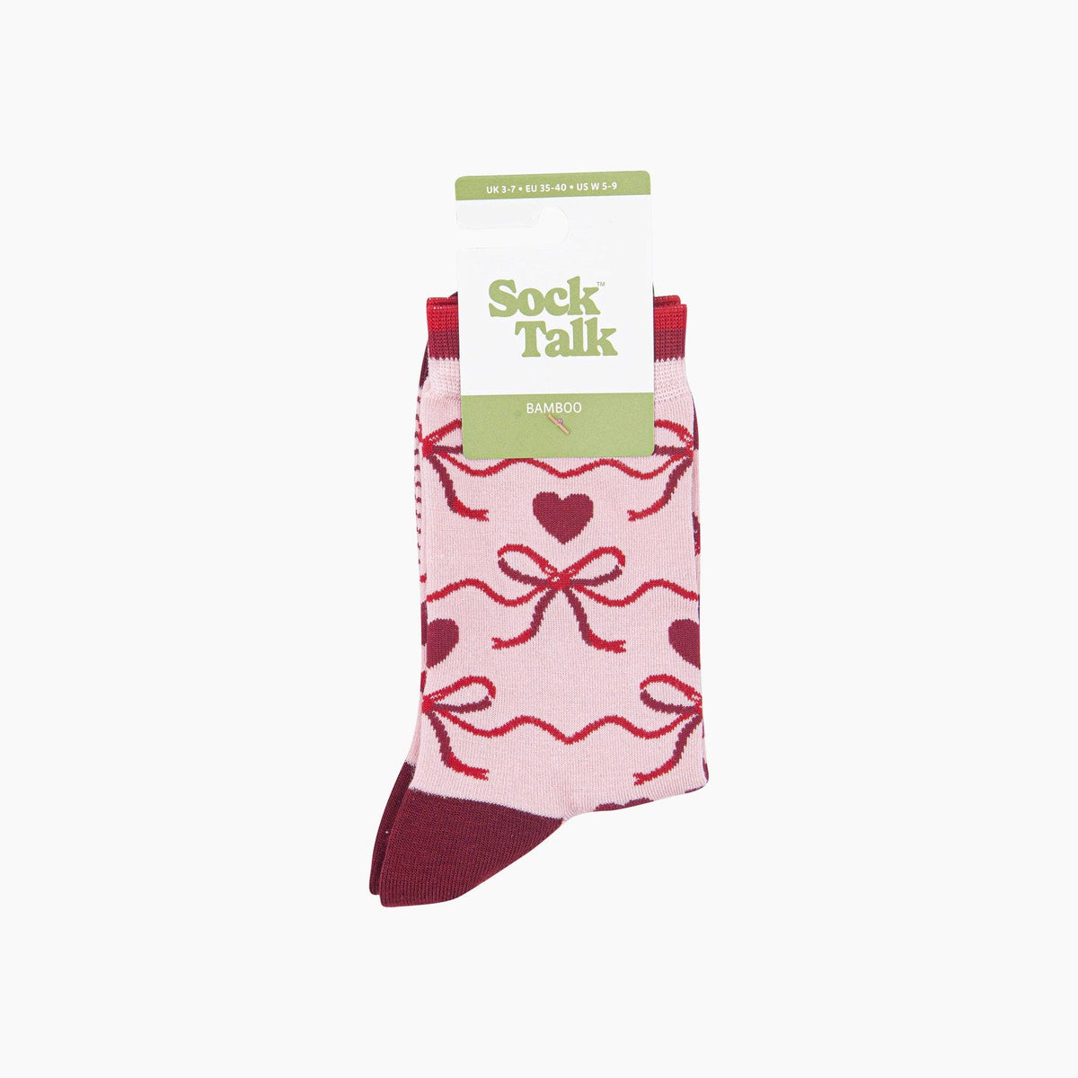 Ribbon Bow Women's Bamboo Socks in Soft Pink