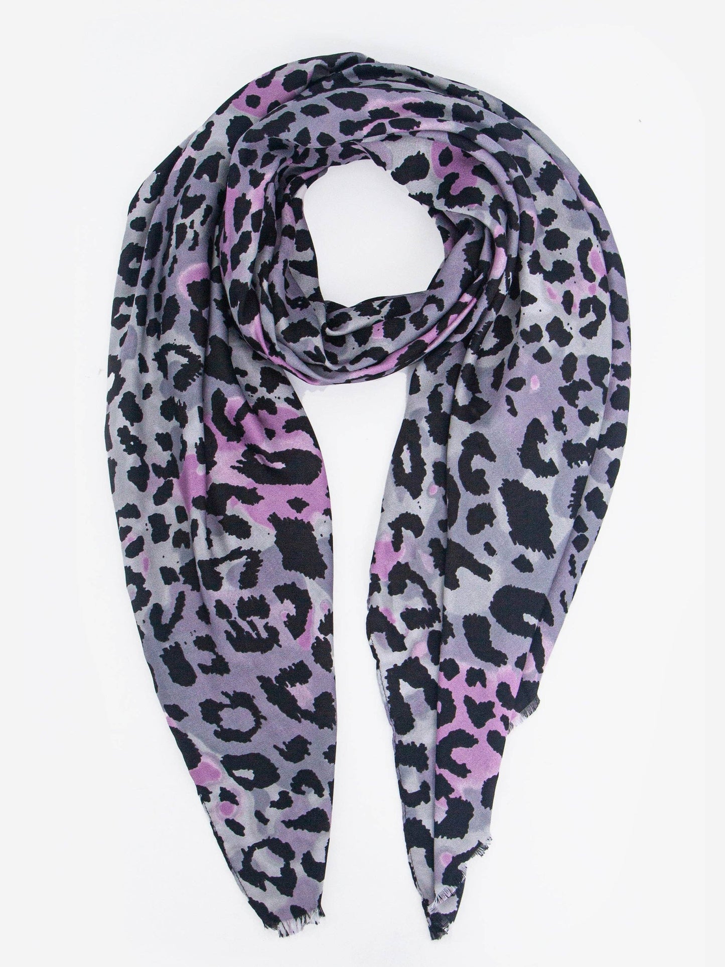 Felix Lightweight Scarf - Grey/Pink, Leopard