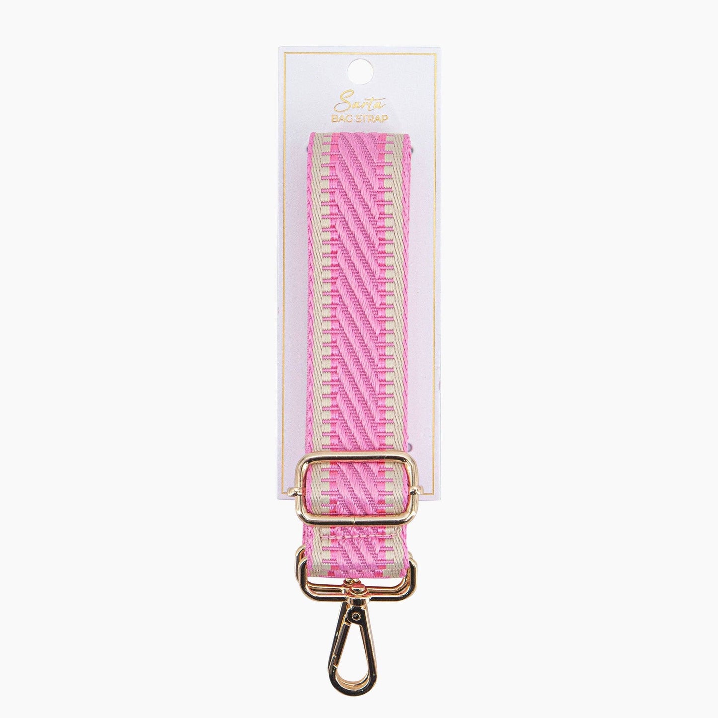 Emerson Woven Bag Strap - Pink, Striped Trim