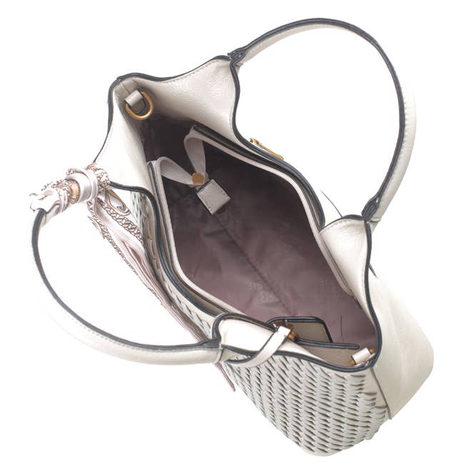 FRAN FASHIONABLE WOVEN TEXTURAL TOTE WITH SCARF