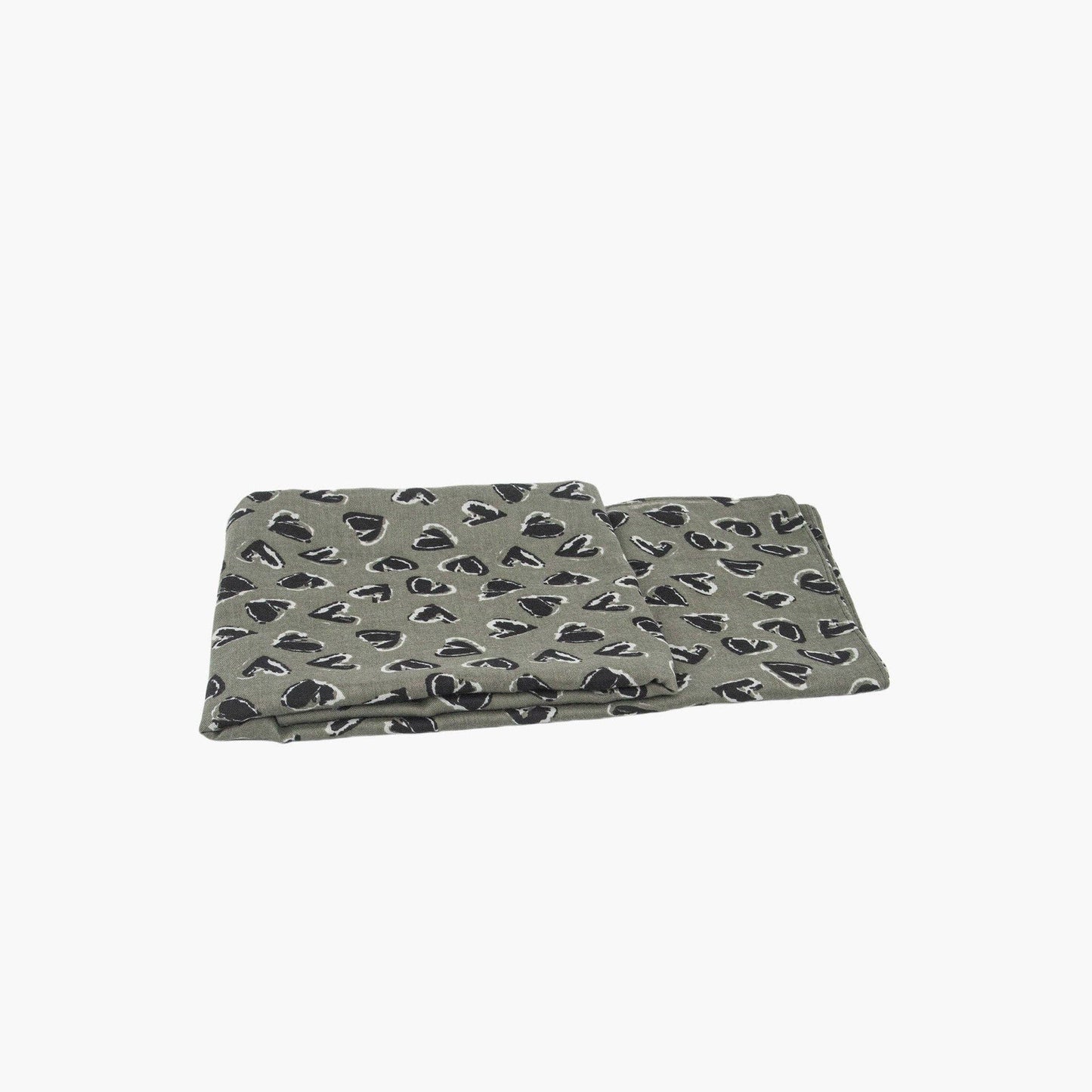 Kara Khaki/Black Hearts Lightweight Scarf