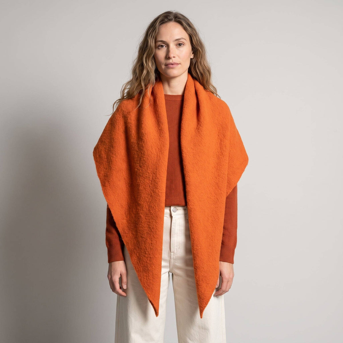 Evie Heavyweight Asymmetric Scarf - Orange