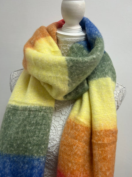 Eliza Heavyweight Scarf - Horizontal Rainbow Stripe