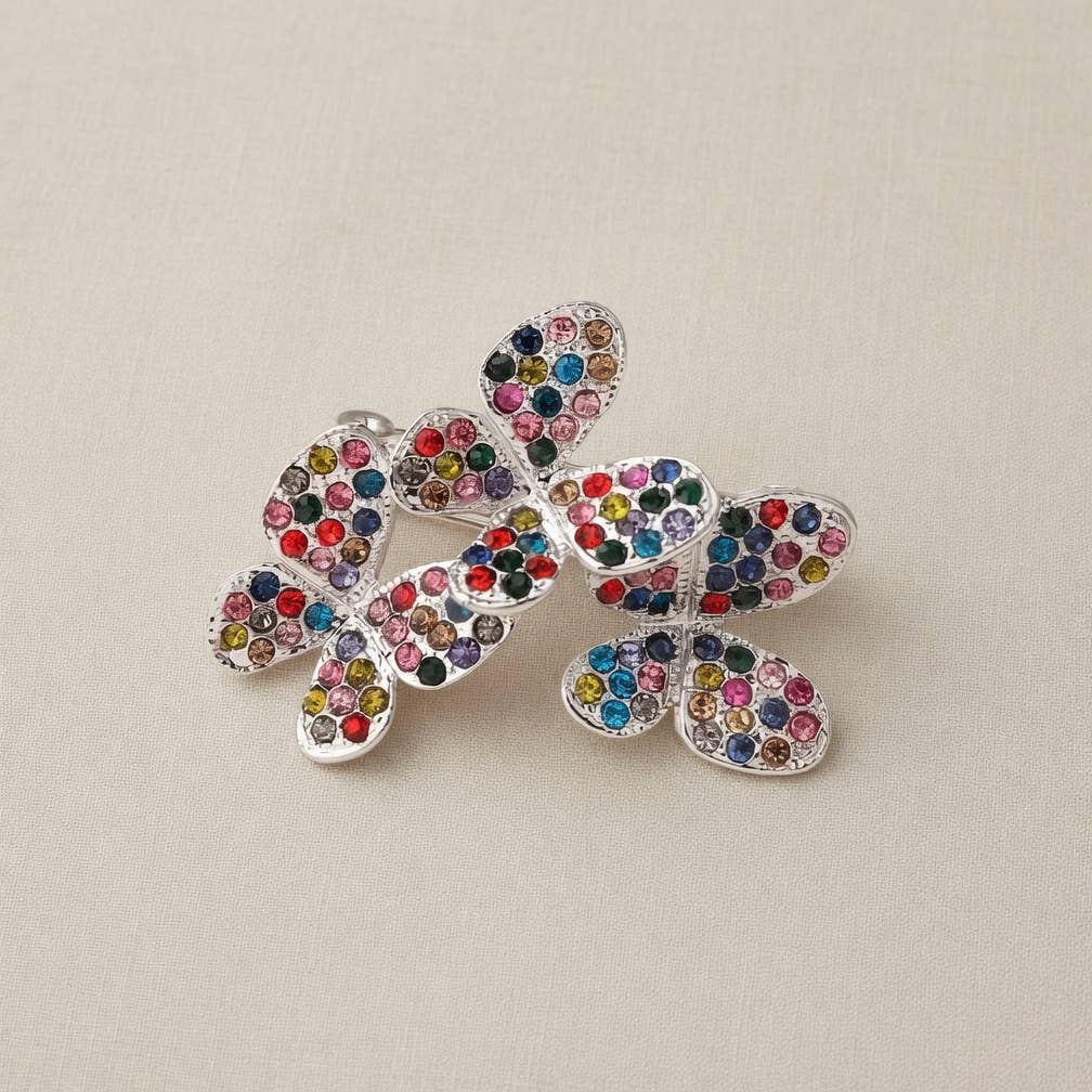 Sparkle Butterfly Brooch – Silver & Multicolour