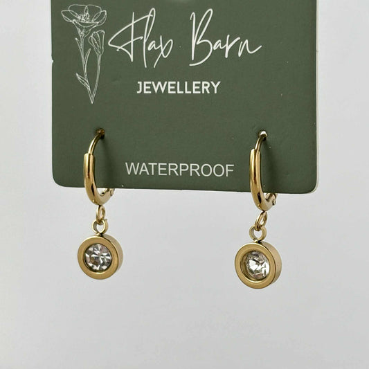 Round Zirconia Huggies Tarnish Resistant