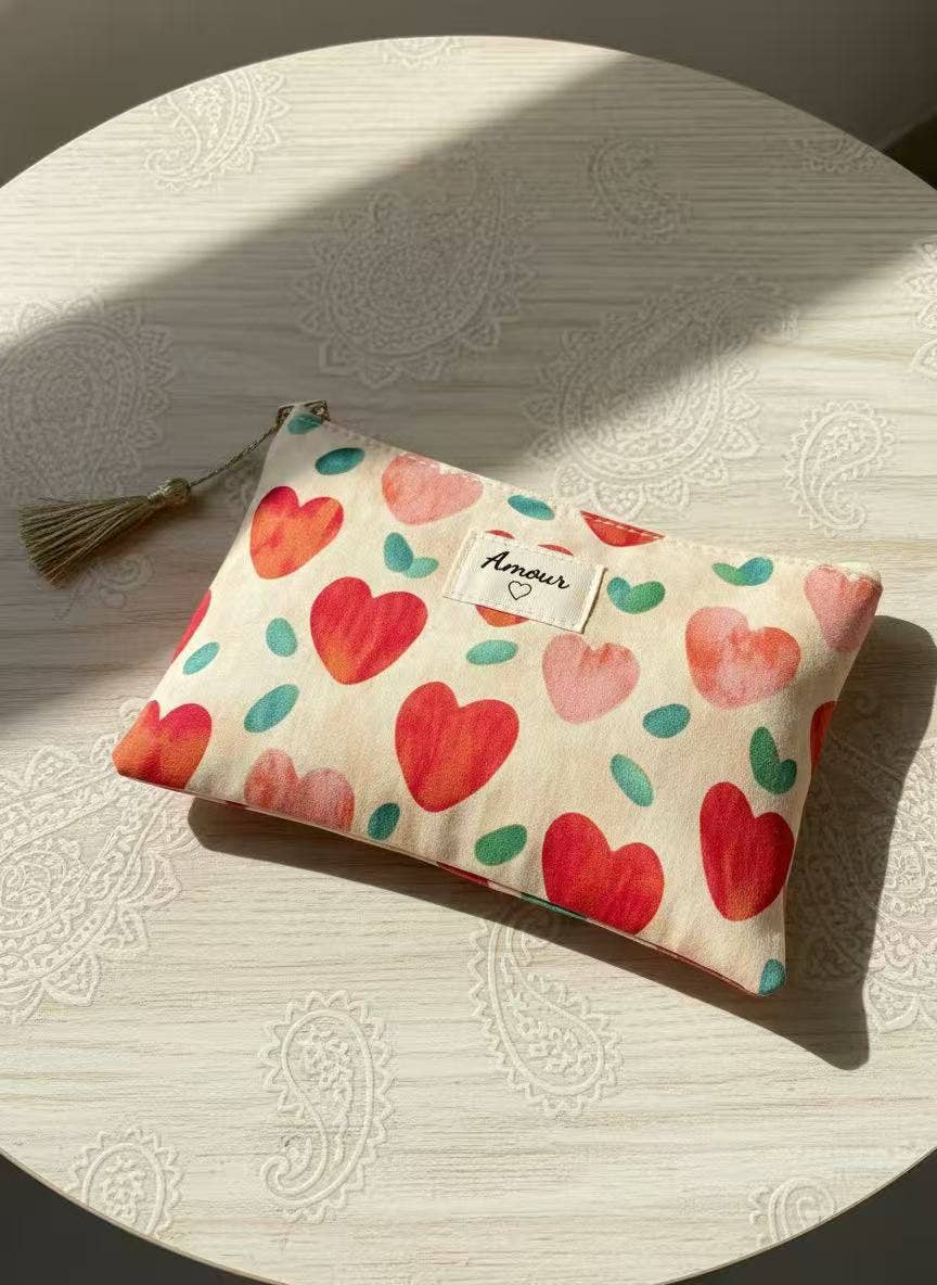 Amour cotton pouches 14x20 cm,