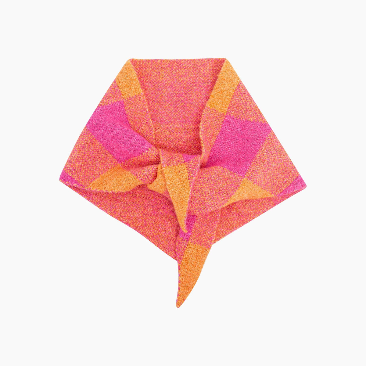 Mira Check Triangle Heavyweight Scarf in Orange/Pink