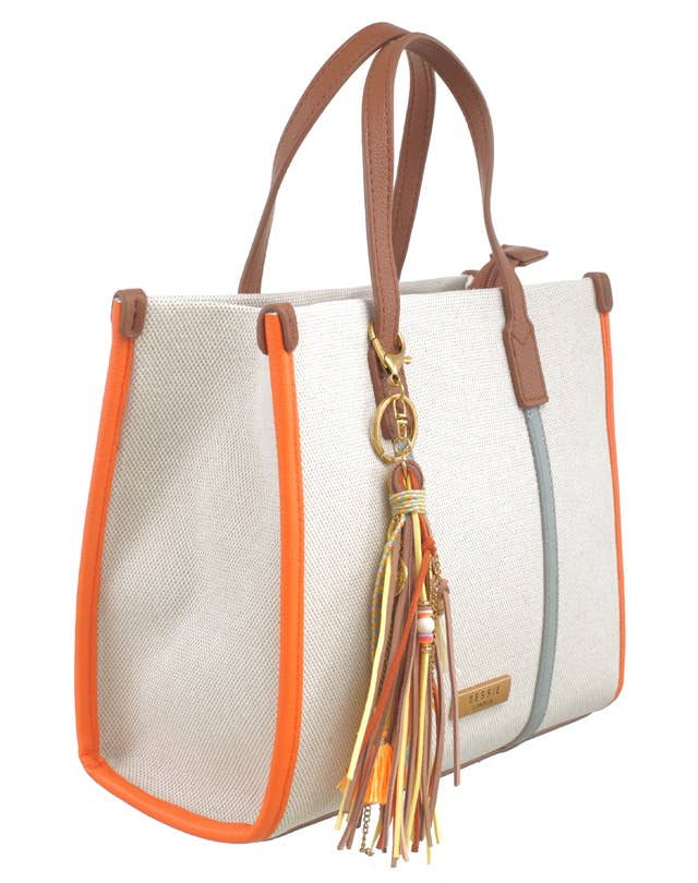 CHLOE CANVAS COLOURFUL STRIPED TOTE