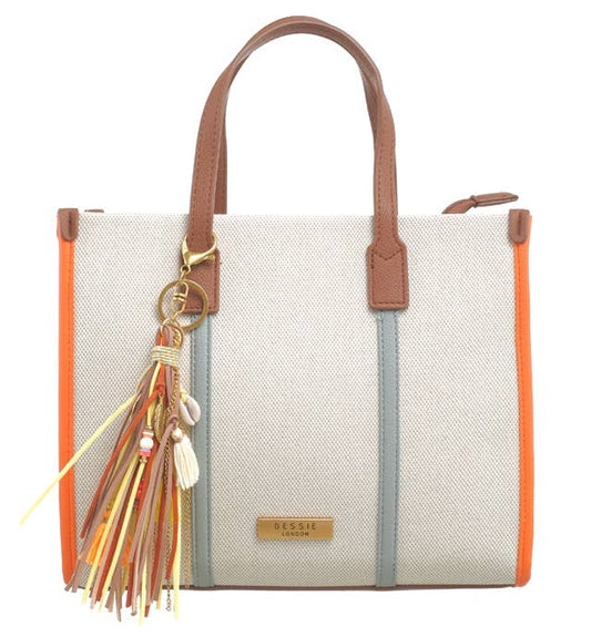CHLOE CANVAS COLOURFUL STRIPED TOTE