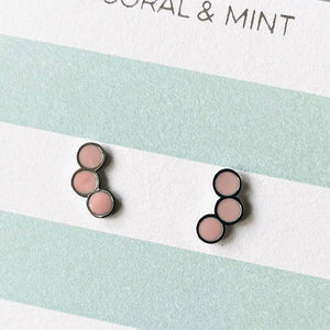 Tri Circle Studs - Candy Pink Enamel