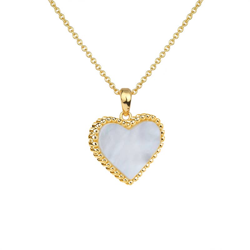 Heart Necklace in Gold & mother of pearl