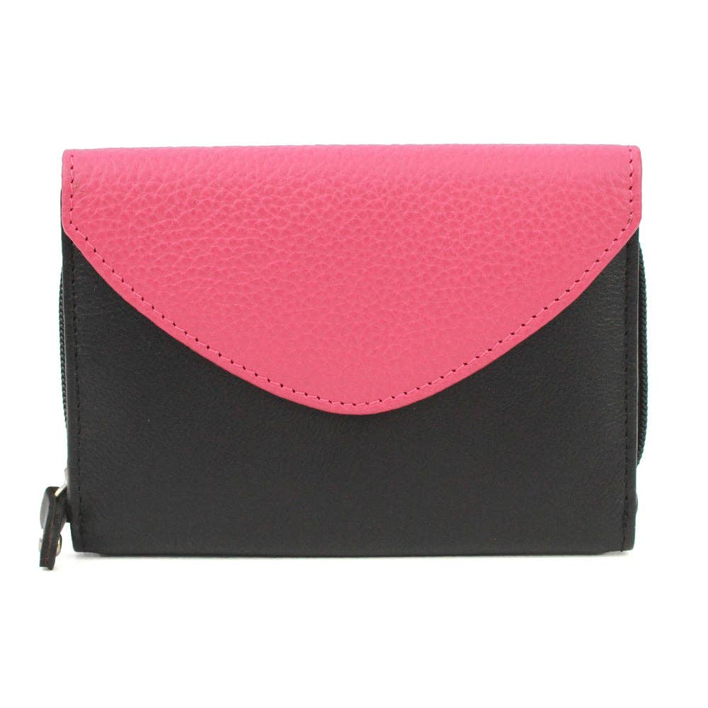 Una Leather Wallet with Colour Block Panel
