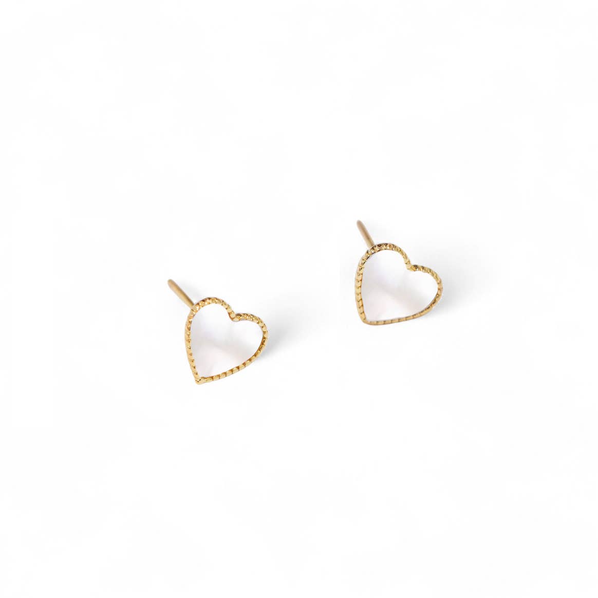 Mother of Pearl Heart Earring in Gold