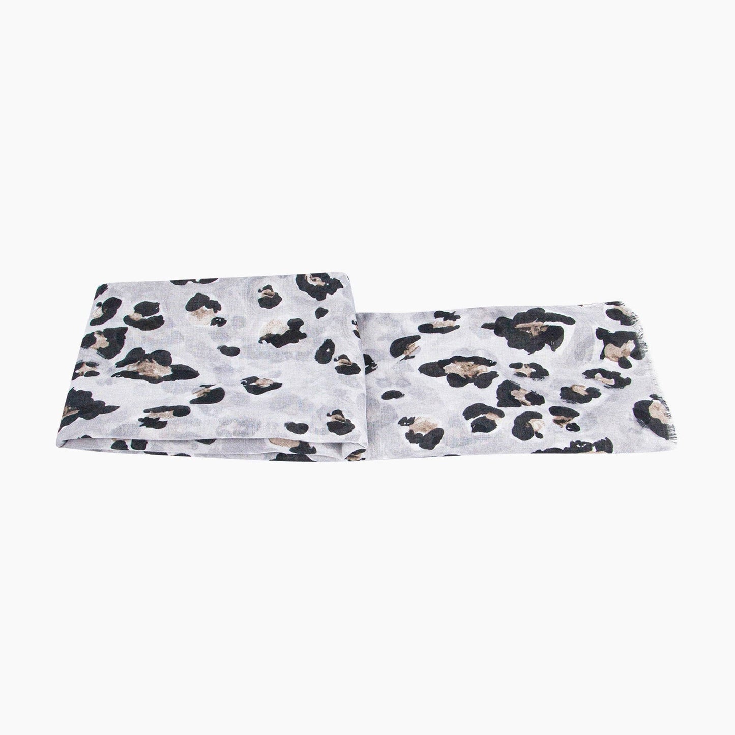 Raya Lightweight Scarf - Grey, Leopard Print