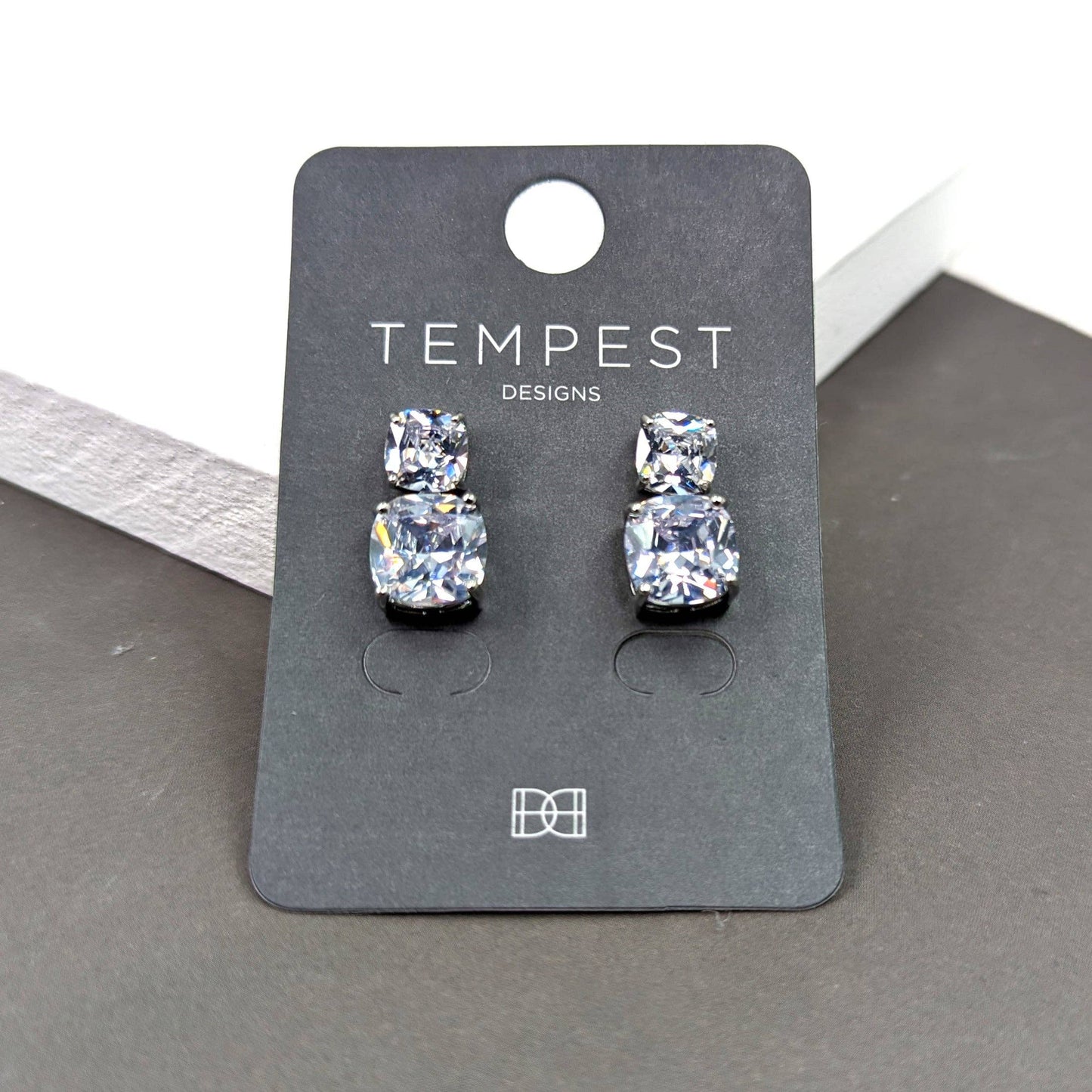 Crystal stud earrings with crystal drop