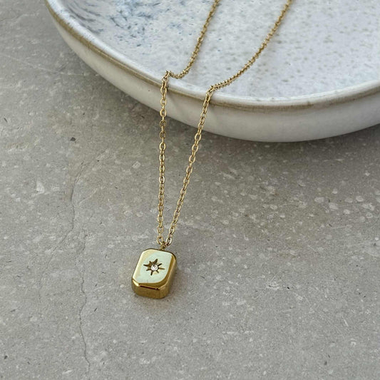 Gold Block Necklace- Tarnish Resistant