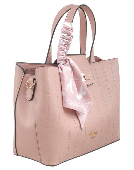 POLLY PINSTRIPE TOTE WITH SCARF