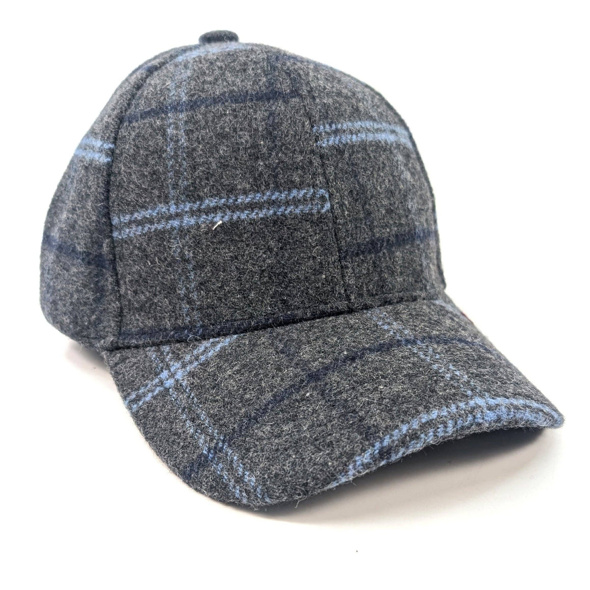 Check Wool Style Cap - Slate Grey
