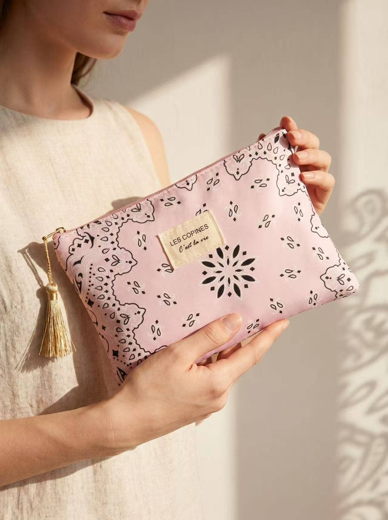 c'est la vie paisley cotton pouch