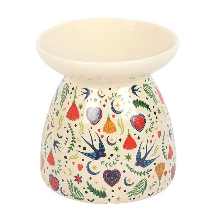 Cream Midnight Bloom Print wax melt burner